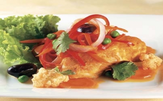 Gallina con verduras al curry